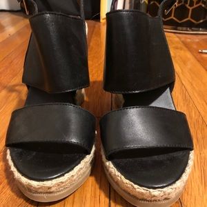 Steven by Steve Madden black leather wedges sz 6